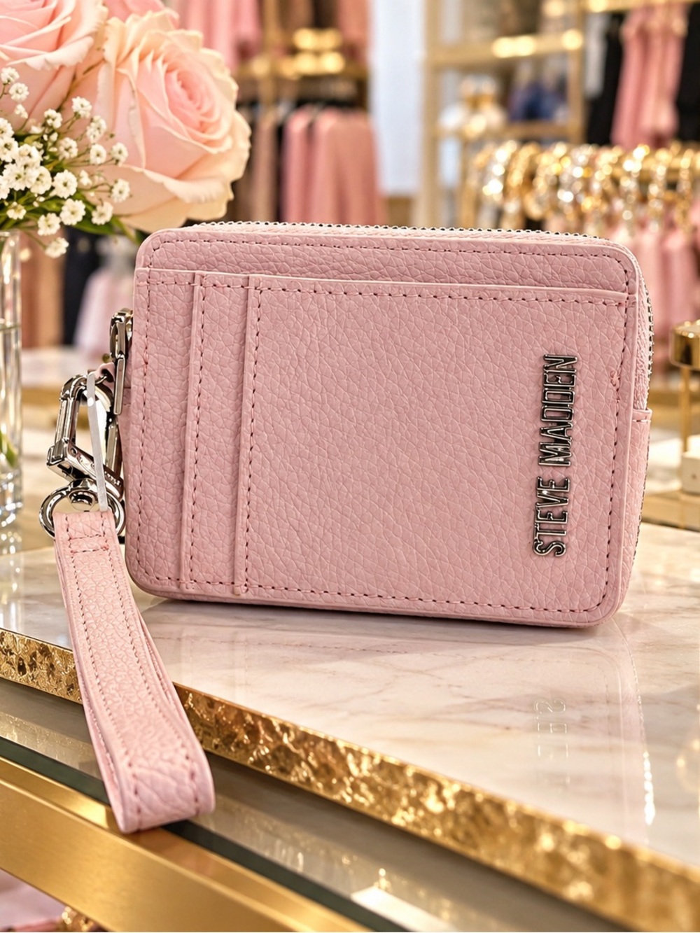 Steve Madden Pink Leather Wristlet Wallet NWT
